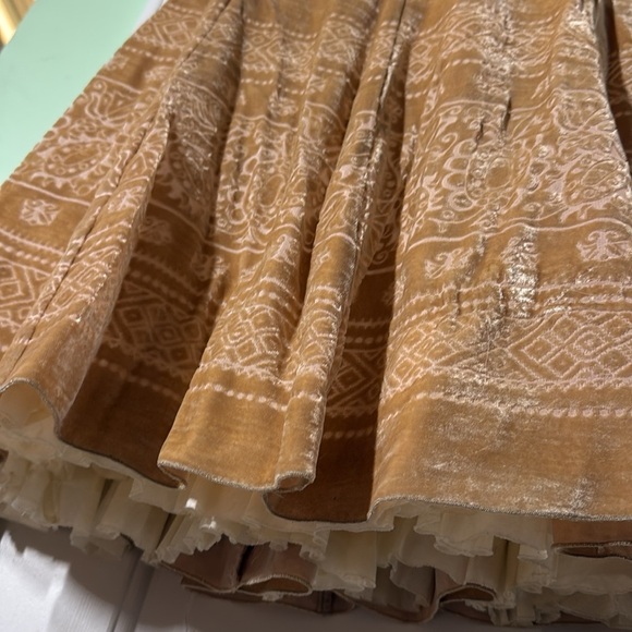 Margaret O’Leary Y2K Champagne/Gold Silk Blend Burnout Vintage Midi Skirt Size L - Picture 4 of 13